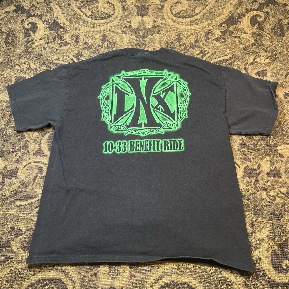 Vtg Y2K Champion Black Chopper 10-33 Benefit Ride T Shirt Mens Size XL